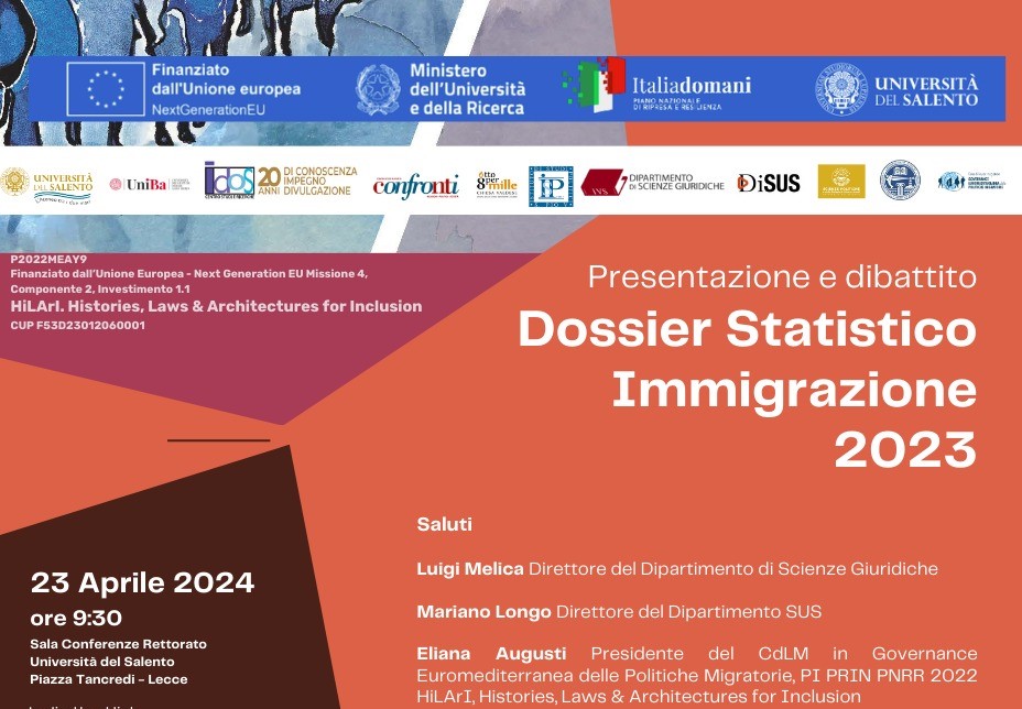 Lecce: Presentazione Dossier Statistico Immigrazione 2023 e Oltre gli Sbarchi